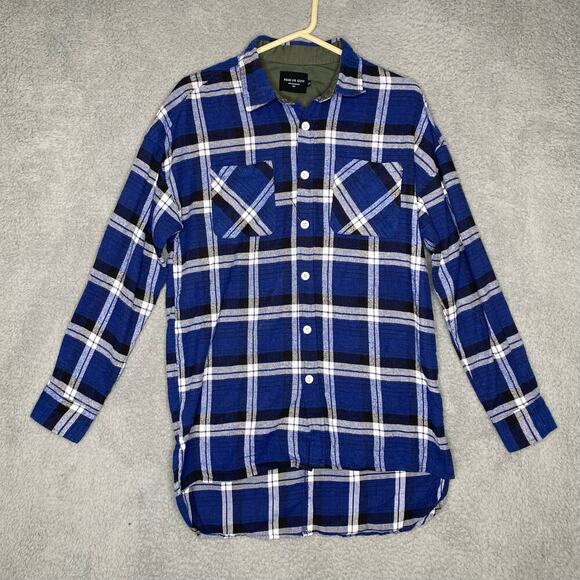 Fear of God FOG fifth collection plaid long sleeve flannel button up blue Large - Picture 2 of 10
